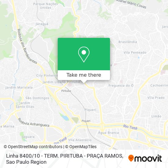 Linha 8400 / 10 - TERM. PIRITUBA - PRAÇA RAMOS map