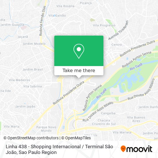 Mapa Linha 438 - Shopping Internacional / Terminal São João