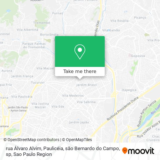 rua Álvaro Alvim, Paulicéia, são Bernardo do Campo, sp map