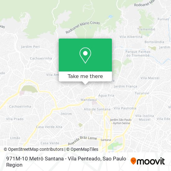 971M-10 Metrô Santana - Vila Penteado map