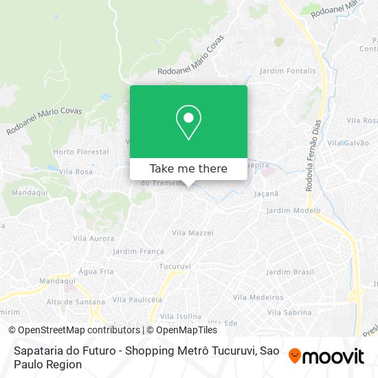 Mapa Sapataria do Futuro - Shopping Metrô Tucuruvi