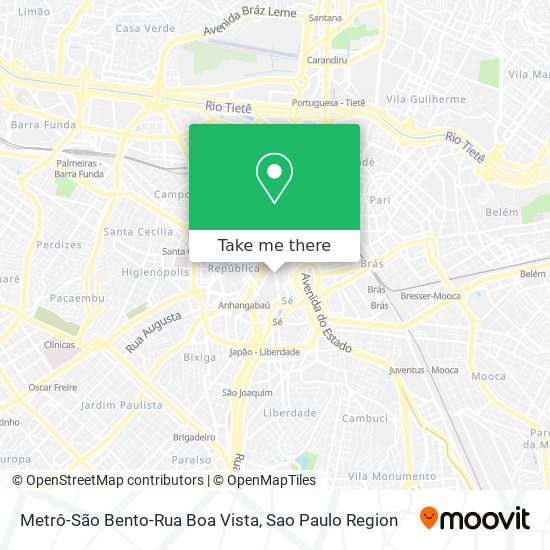 Mapa Metrô-São Bento-Rua Boa Vista