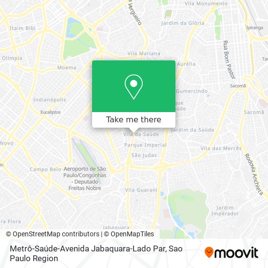 Mapa Metrô-Saúde-Avenida Jabaquara-Lado Par