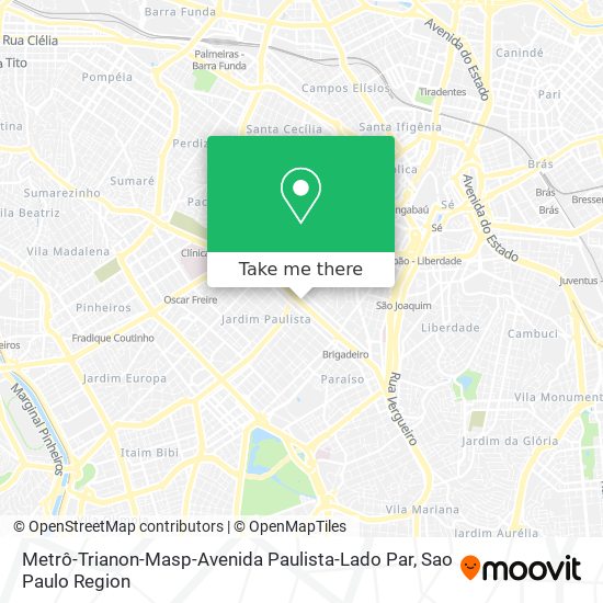 Mapa Metrô-Trianon-Masp-Avenida Paulista-Lado Par