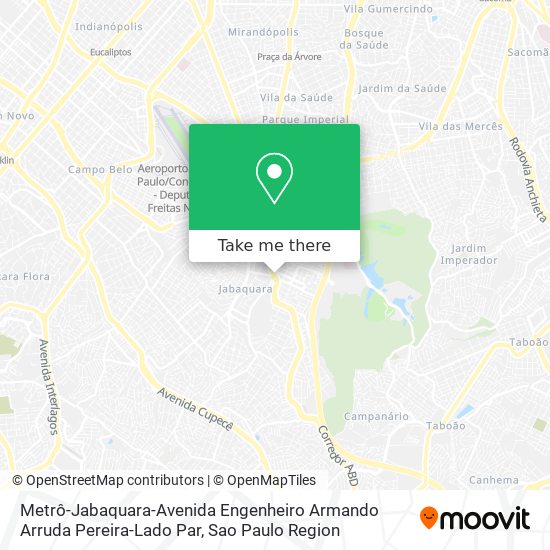 Mapa Metrô-Jabaquara-Avenida Engenheiro Armando Arruda Pereira-Lado Par