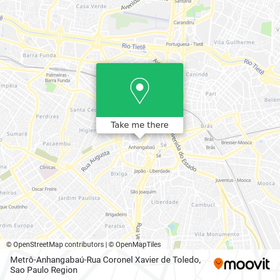 Mapa Metrô-Anhangabaú-Rua Coronel Xavier de Toledo