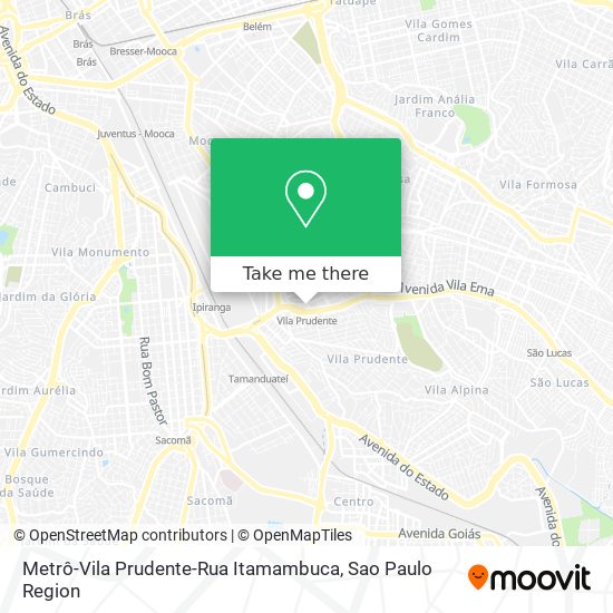 Mapa Metrô-Vila Prudente-Rua Itamambuca