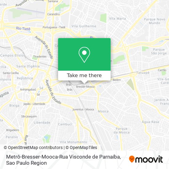 Mapa Metrô-Bresser-Mooca-Rua Visconde de Parnaíba