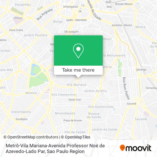 Mapa Metrô-Vila Mariana-Avenida Professor Noé de Azevedo-Lado Par