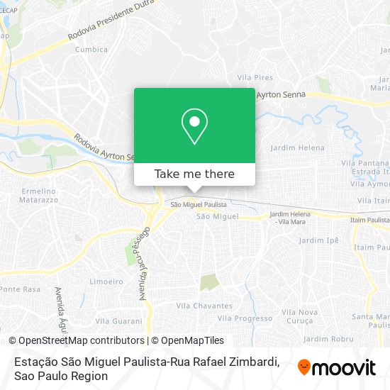 Mapa Estação São Miguel Paulista-Rua Rafael Zimbardi