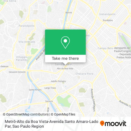 Mapa Metrô-Alto da Boa Vista-Avenida Santo Amaro-Lado Par
