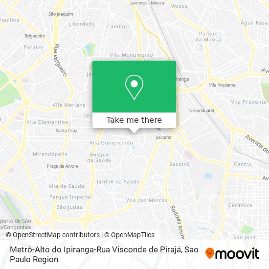 Mapa Metrô-Alto do Ipiranga-Rua Visconde de Pirajá