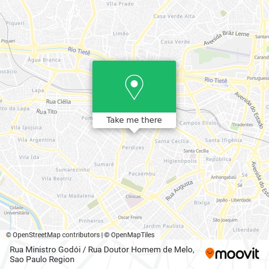 Mapa Rua Ministro Godói / Rua Doutor Homem de Melo