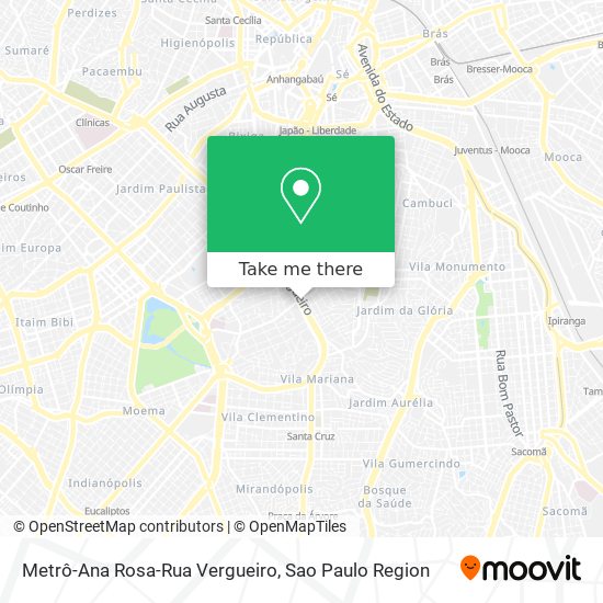 Mapa Metrô-Ana Rosa-Rua Vergueiro