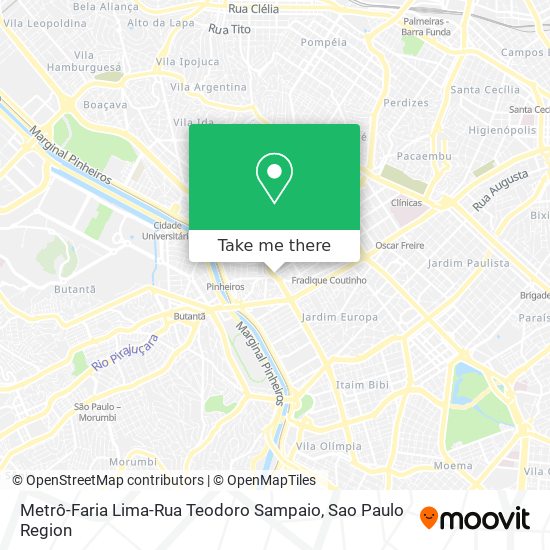 Mapa Metrô-Faria Lima-Rua Teodoro Sampaio