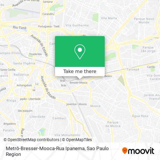 Mapa Metrô-Bresser-Mooca-Rua Ipanema
