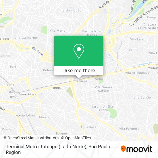 Terminal Metrô Tatuapé (Lado Norte) map