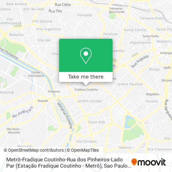 Metrô-Fradique Coutinho-Rua dos Pinheiros-Lado Par (Estação Fradique Coutinho - Metrô) map