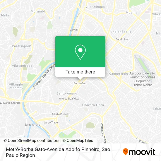 Metrô-Borba Gato-Avenida Adolfo Pinheiro map