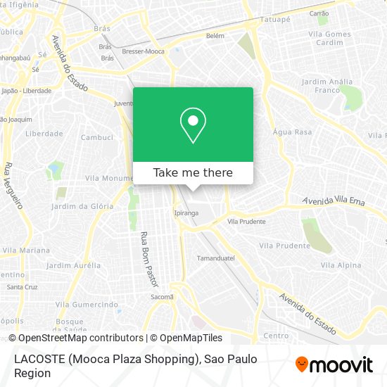 Mapa LACOSTE (Mooca Plaza Shopping)