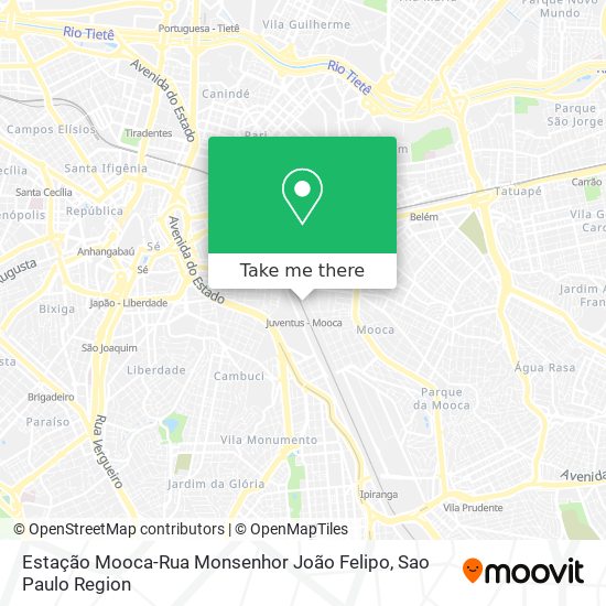 Mapa Estação Mooca-Rua Monsenhor João Felipo