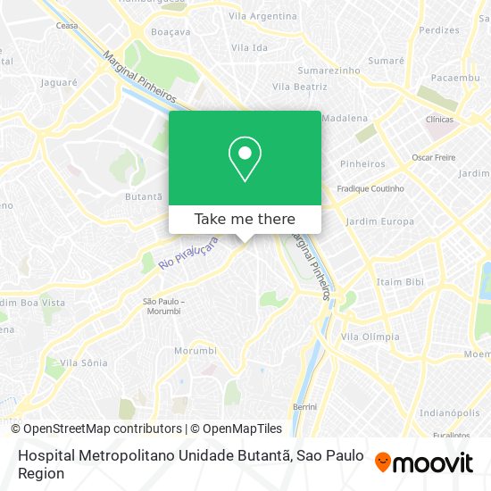 Mapa Hospital Metropolitano Unidade Butantã