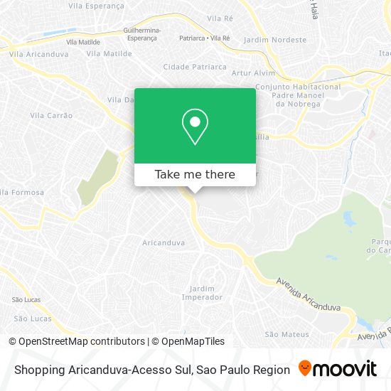 Mapa Shopping Aricanduva-Acesso Sul