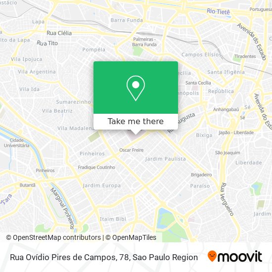Mapa Rua Ovídio Pires de Campos, 78