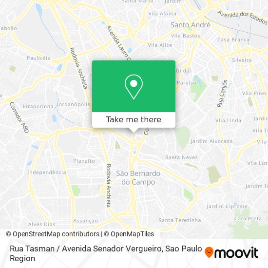 Mapa Rua Tasman / Avenida Senador Vergueiro