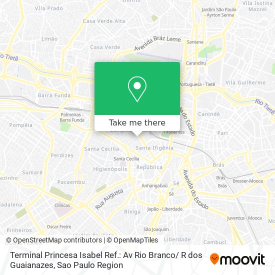 Mapa Terminal Princesa Isabel Ref.: Av Rio Branco/ R dos Guaianazes