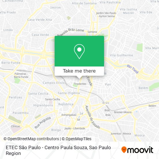Mapa ETEC São Paulo - Centro Paula Souza