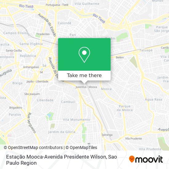 Mapa Estação Mooca-Avenida Presidente Wilson