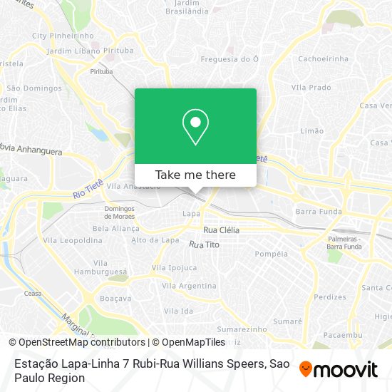Mapa Estação Lapa-Linha 7 Rubi-Rua Willians Speers