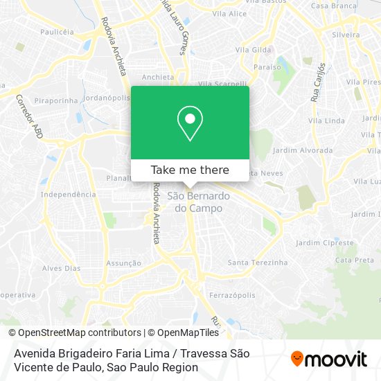 Mapa Avenida Brigadeiro Faria Lima / Travessa São Vicente de Paulo