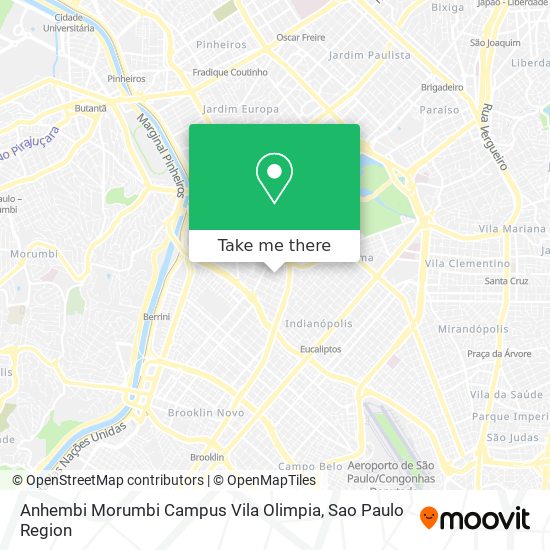 Mapa Anhembi Morumbi Campus Vila Olimpia