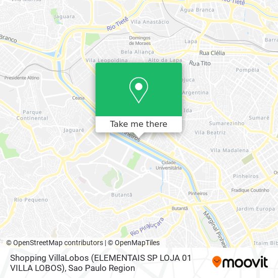 Shopping VillaLobos (ELEMENTAIS SP LOJA 01 VILLA LOBOS) map