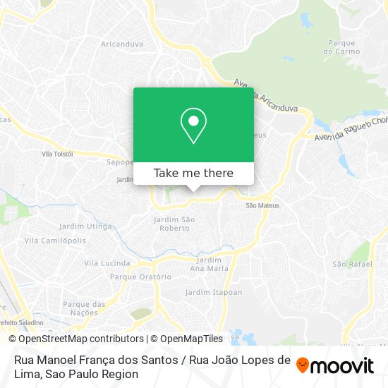 Mapa Rua Manoel França dos Santos / Rua João Lopes de Lima