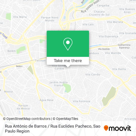 Mapa Rua Antônio de Barros / Rua Euclides Pacheco