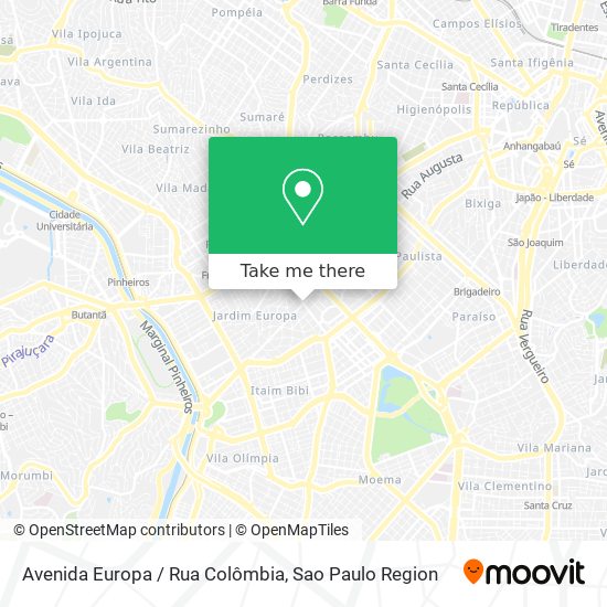 Mapa Avenida Europa / Rua Colômbia