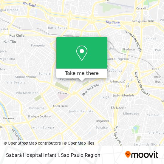 Mapa Sabará Hospital Infantil