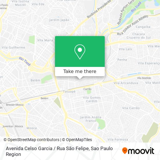 Avenida Celso Garcia / Rua São Felipe map