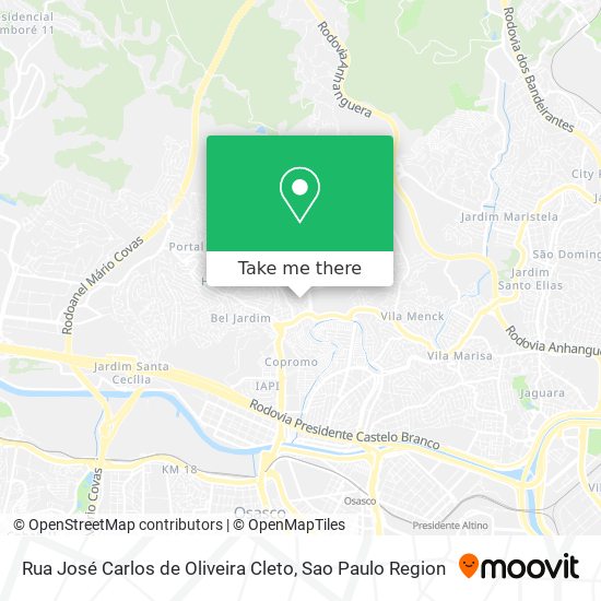 Mapa Rua José Carlos de Oliveira Cleto