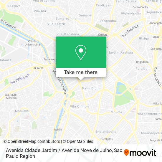 Mapa Avenida Cidade Jardim / Avenida Nove de Julho