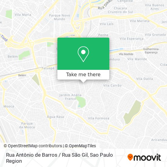 Mapa Rua Antônio de Barros / Rua São Gil