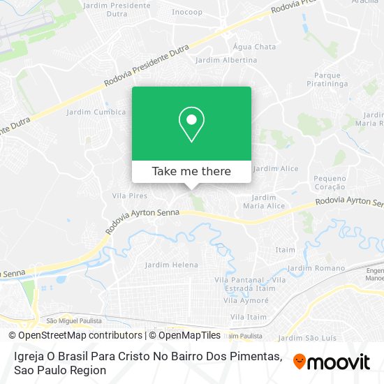 Igreja O Brasil Para Cristo No Bairro Dos Pimentas map