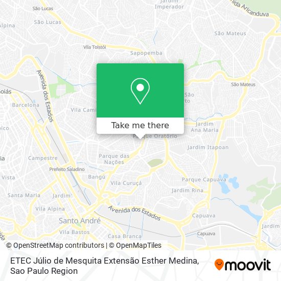 Mapa ETEC Júlio de Mesquita Extensão Esther Medina