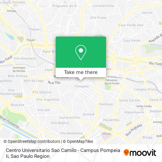Centro Universitario Sao Camilo - Campus Pompeia Ii map