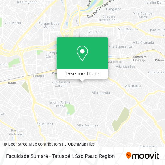 Mapa Faculdade Sumaré - Tatuapé I