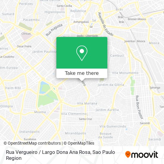 Mapa Rua Vergueiro / Largo Dona Ana Rosa