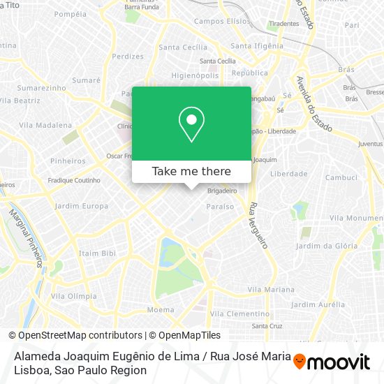 Mapa Alameda Joaquim Eugênio de Lima / Rua José Maria Lisboa